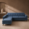 Monaco L-Shape Daybed Lounge Suite in blue textured woven fabric