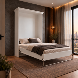 Paris Vertical Wall Bed in White Melamine – space-saving wall bed