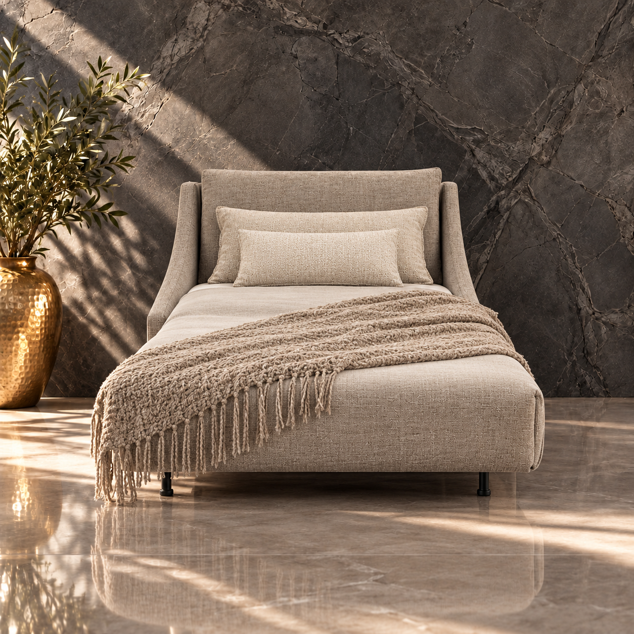 VITA SINGLE SLEEPER COUCH OPEN VIEW Vita Single Sleeper Couch – Luxury Sleeper Chair