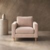Ritz 1 Seater Couch Couch 1 seat cushion, straight slim arms and tapered legs in a light velvet nude fabric