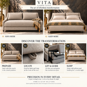Vita Sleeper Couch – Open Queen Sofa Bed
