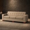 Madison 3 Division Couch in neutral beige woven fabric with button-detailed backrest