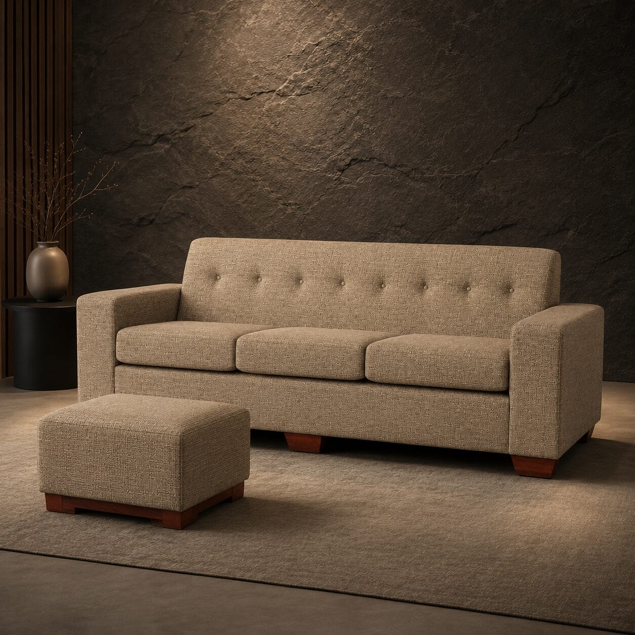 madison light brown 3 division with ottoman madison three division couch with matching ottoman in a beautiful woven light brown fabric