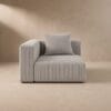 Modular Left Hand Side Corner Couch in Corduroy light grey fabric