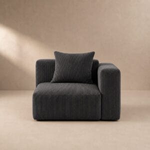 Dark Grey corduroy right hand side corner sectional couch