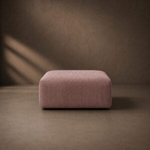 modular ottoman in corduroy mauve fabric