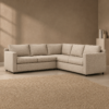 Ashford L-Shape Corner Lounge Suite in light beige textured woven fabric