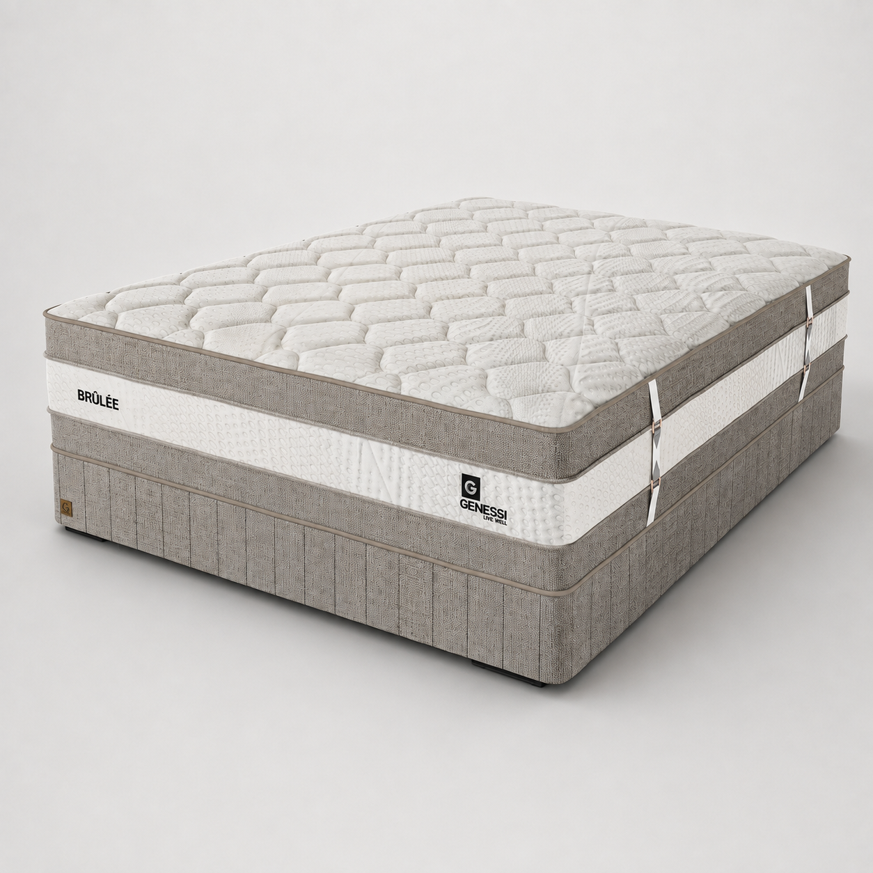 Brulee Bed Set 01 Genessi Brûlée Bed Set – Pearl Collection mattress and base