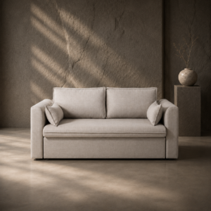 Gio Sleeper Couch closed and open sleeper view