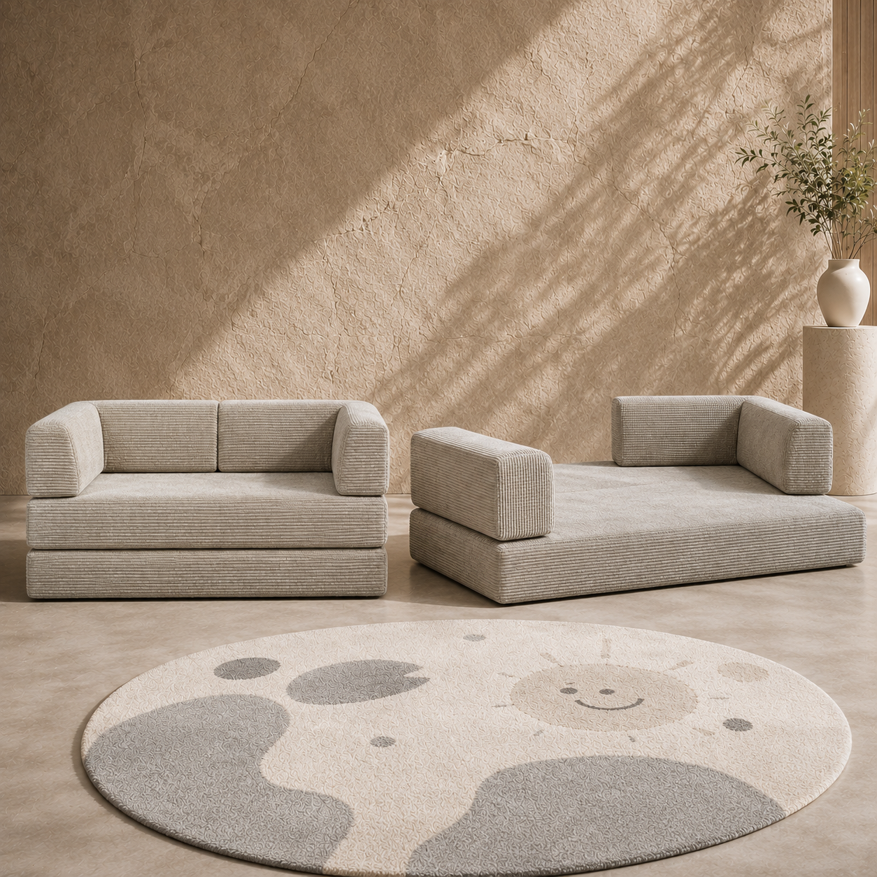 LUCA SLEEPER COUCH IN STONE CORDUROY FABRIC Luca Sleeper Couch in corduroy fabric