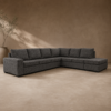 Mia L-Shape Daybed Lounge Suite in dark grey fabric