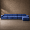 Modular L-Shape 6 seater sectional lounge suite in blue