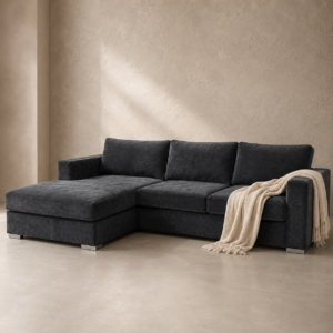 Trend L-Shape Daybed Lounge Suite in Velvet Charcoal