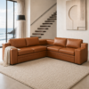 Delft Sleeper Couch in Naku Ginger leather closed view